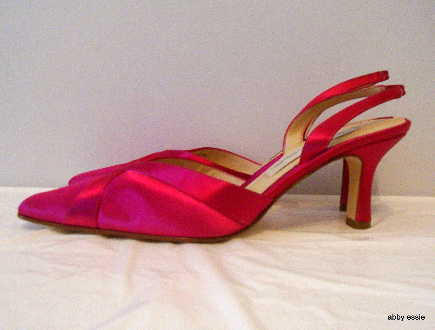 Hot Pink Satin Sling Back Mules 8.5M