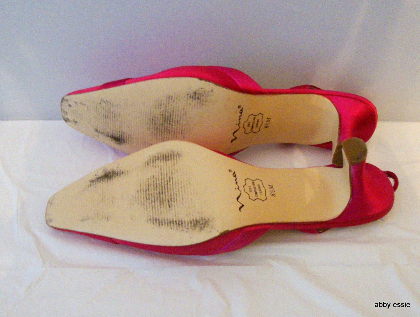 Hot Pink Satin Sling Back Mules 8.5M