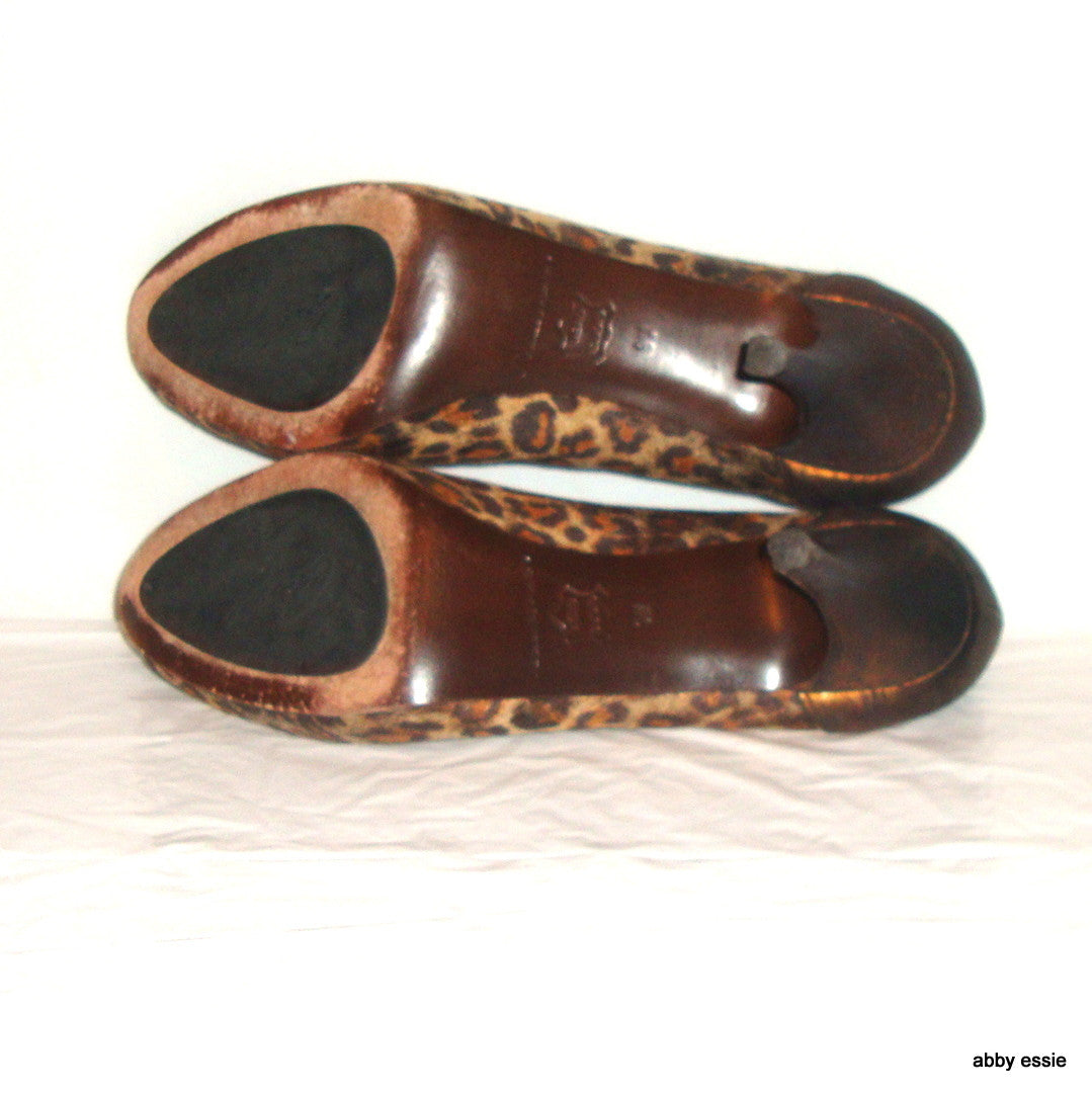 Donald J Pliner Animal Print Cheetah Shimmer Suede Leather Peep Toe 9m Leather S