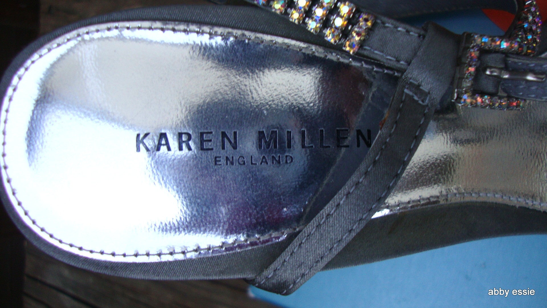 Karen Millen Silver Gray Pewter Rhinestone Cocktail Formal Stilettos 8 Abby Essie