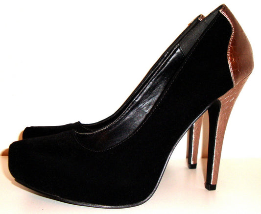 Nwob Charlotte Russe Black Velvet Platform Metallic Snakeskin Pumps 9