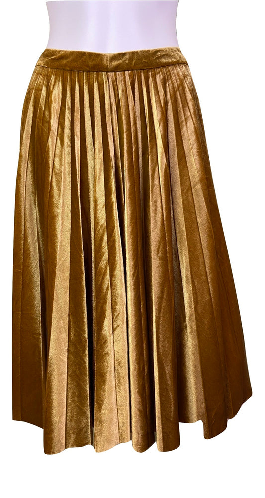 Tan Gold Velvet Full Skirt Small