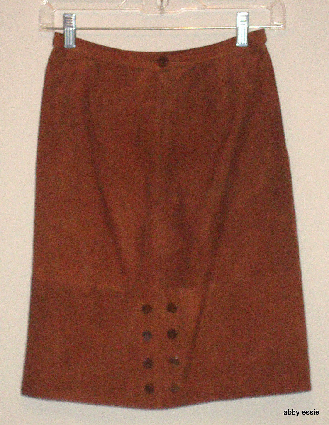 Vintage Valentino Made In Italy Brown Suede Leather Skirt