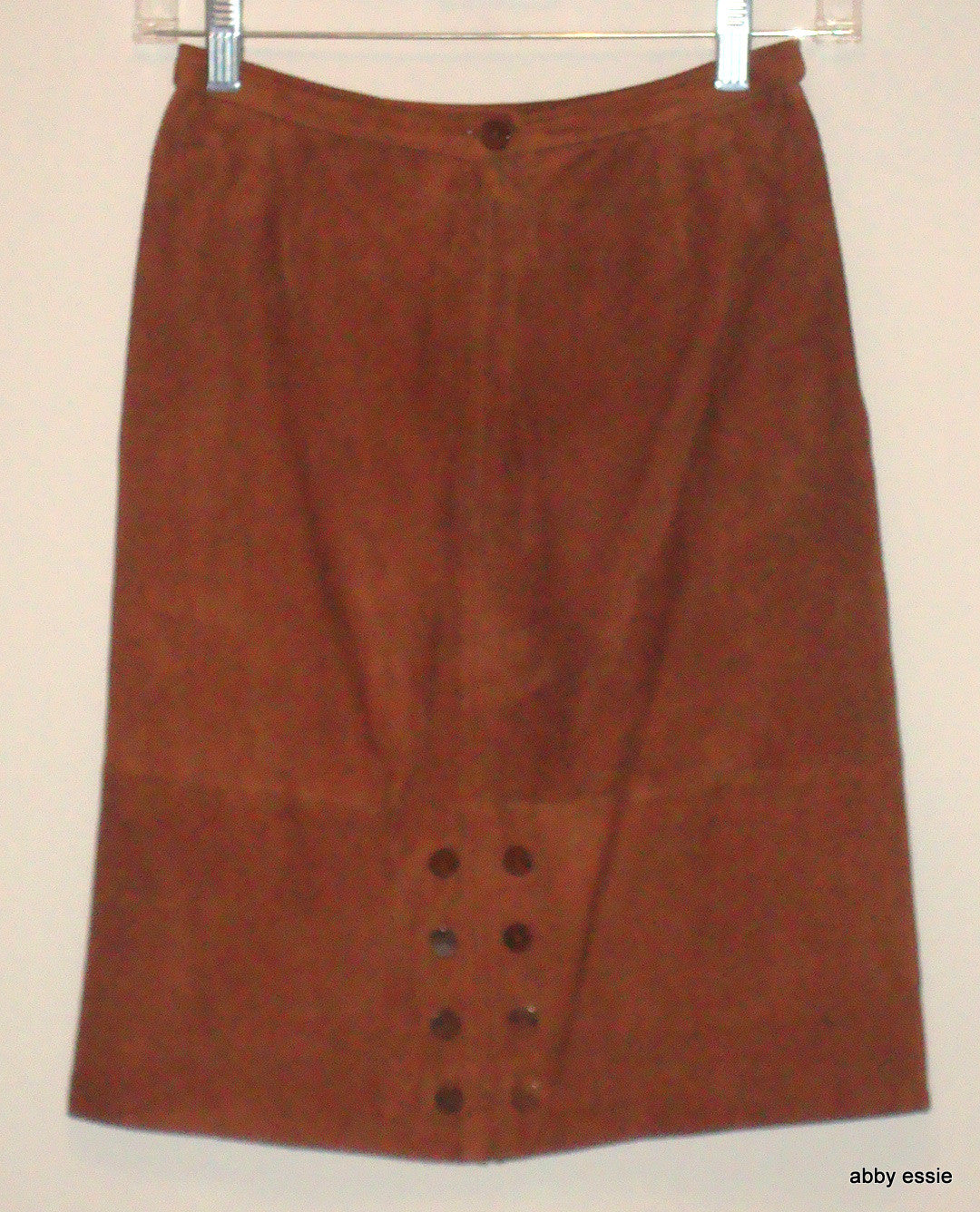Vintage Valentino Made In Italy Brown Suede Leather Skirt Abby Essie