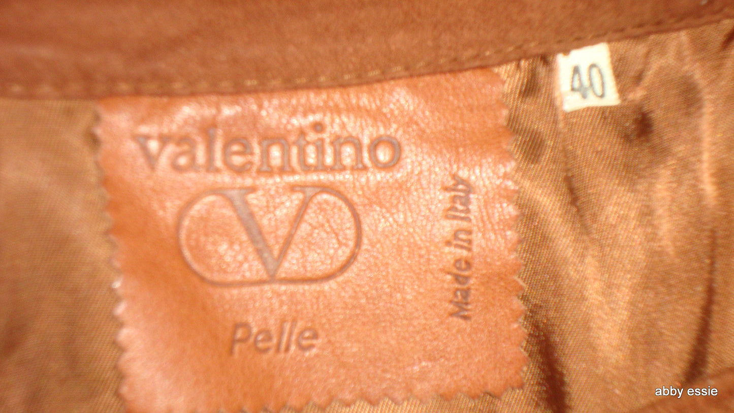 Vintage Valentino Made In Italy Brown Suede Leather Skirt