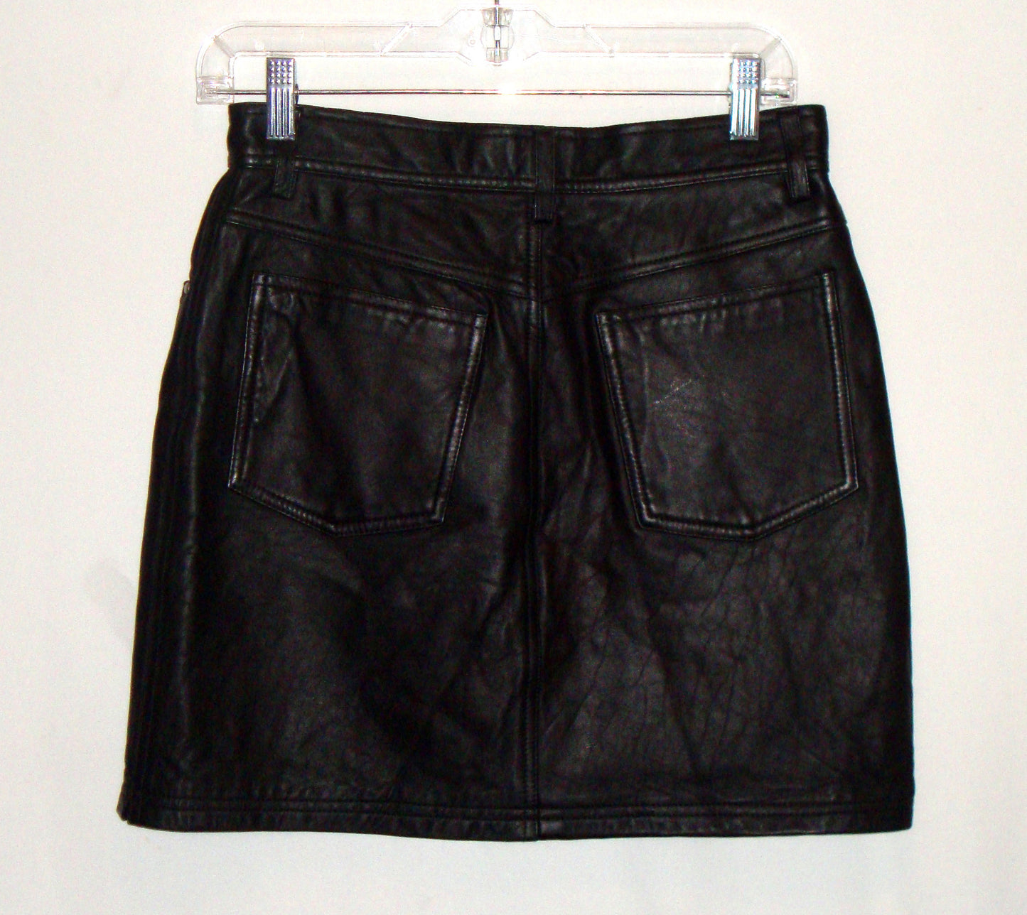 GUESS Black Leather Mini Skirt  Rocker Goth Club 8 like a 6 100% leather Abby Essie