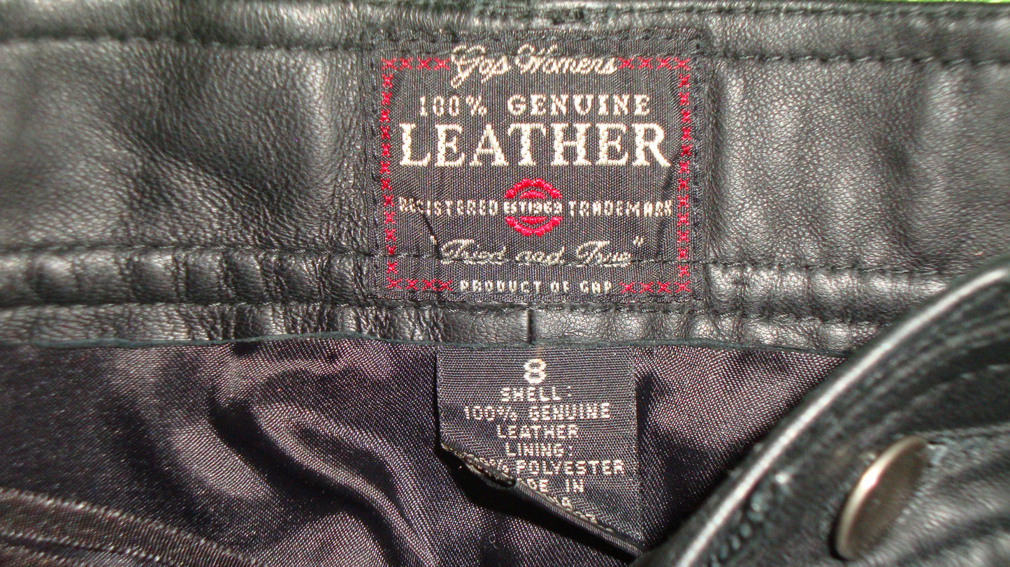 GUESS Black Leather Mini Skirt  Rocker Goth Club 8 like a 6 100% leather Abby Essie