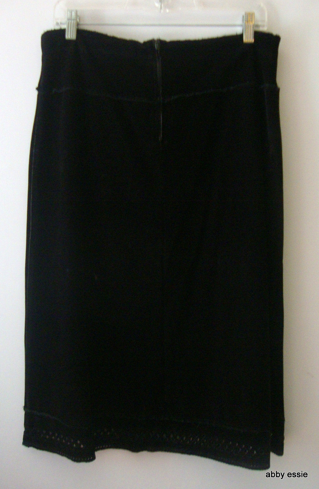 Cosmos Distressed Black Velvet Skirt W/ Cutout Hem, Drawstring Abby Essie