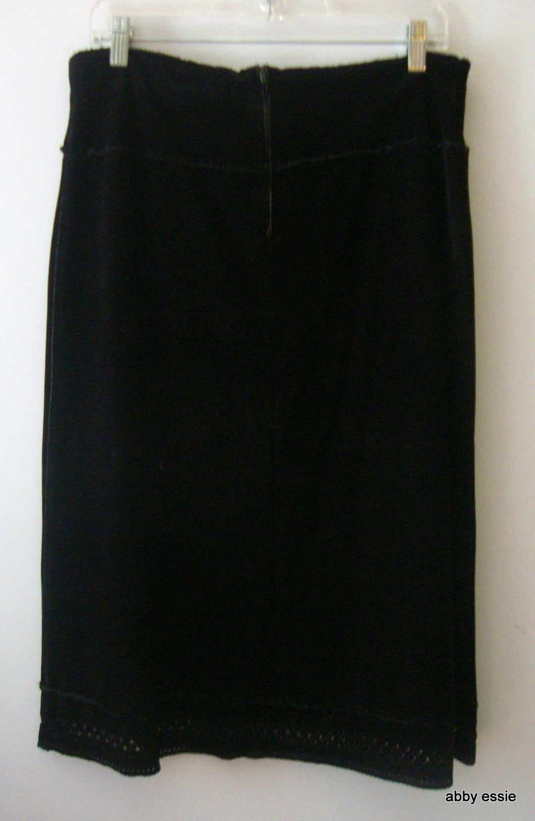 Cosmos Distressed Black Velvet Skirt W/ Cutout Hem, Drawstring