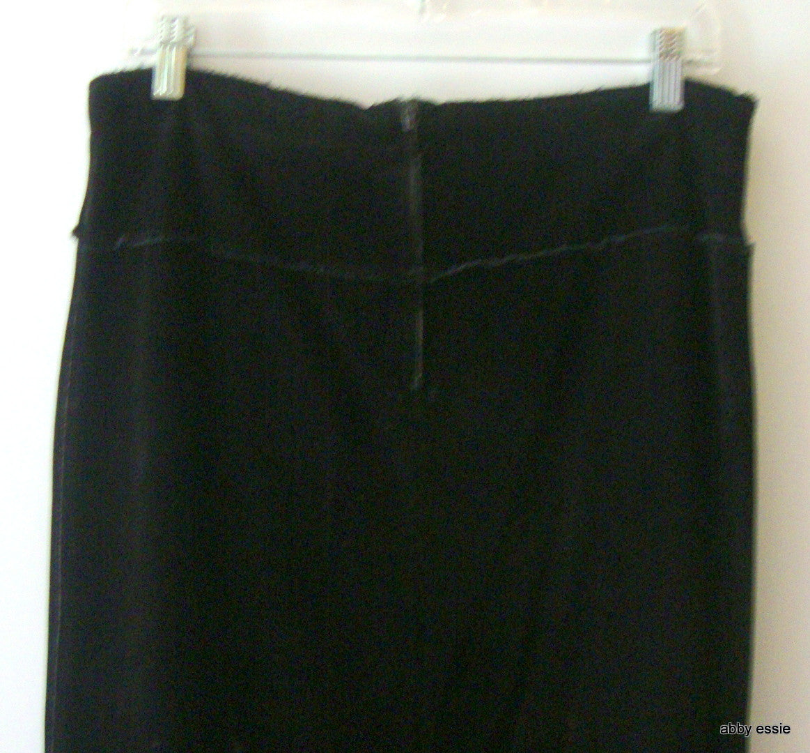 Cosmos Distressed Black Velvet Skirt W/ Cutout Hem, Drawstring Abby Essie