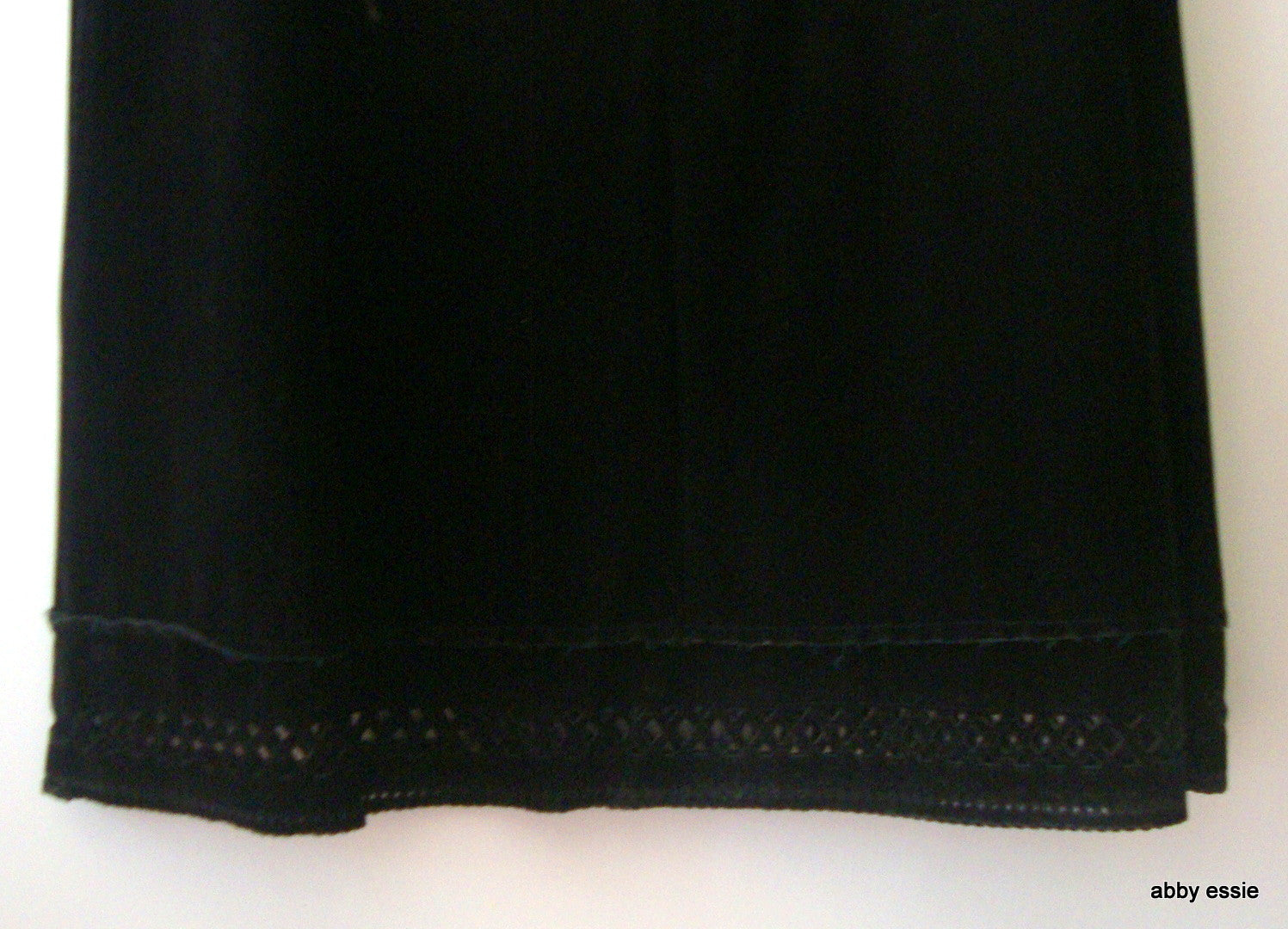 Cosmos Distressed Black Velvet Skirt W/ Cutout Hem, Drawstring Abby Essie