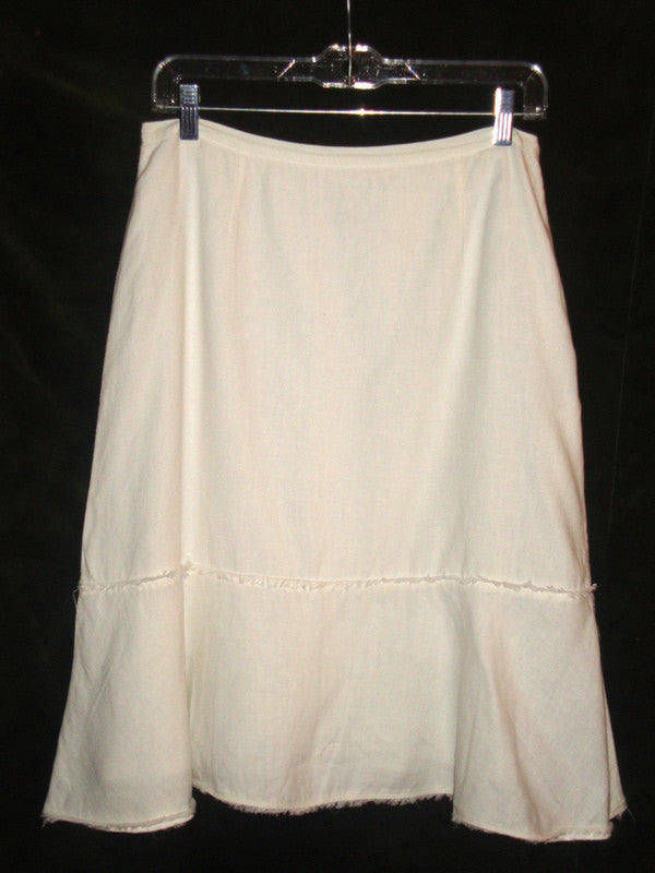 Harold’s White Linen Skirt W/ Deconstructed Hem Size 6 Small Abby Essie