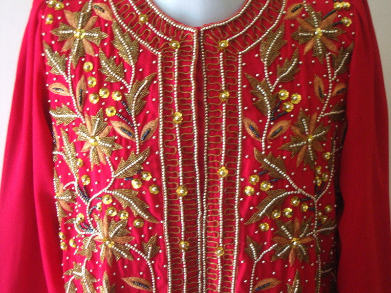 Rare Exotic Gold Copper Pearl Silver Vintage Pink Red Tunic Coat