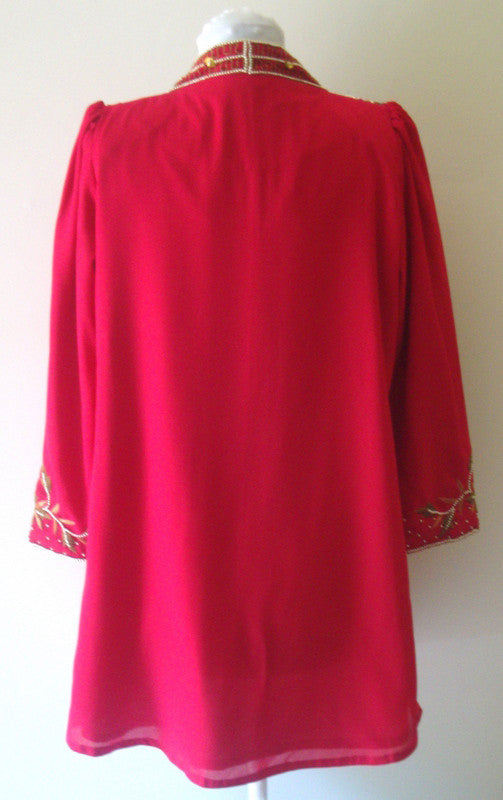 Rare Exotic Gold Copper Pearl Silver Vintage Pink Red Tunic Coat Abby Essie