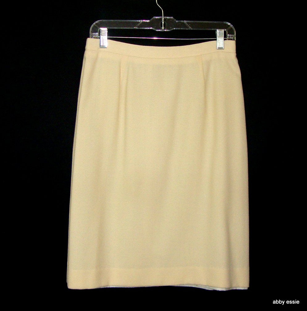 Herbert Grossman Cynthia Sobel Cream Military Style Wool Skirt Suit 12  Large