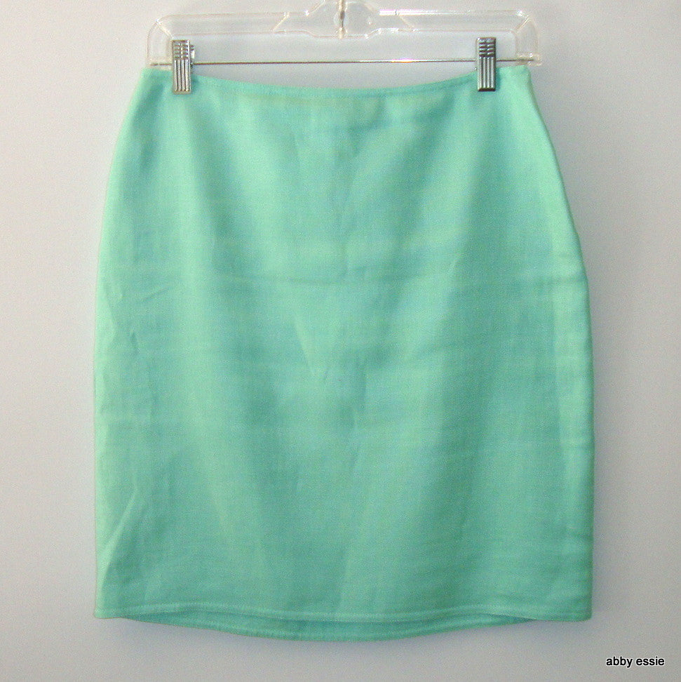 Linda Allard Ellen Tracy 3 Pc Green Linen Skirt Suit Petite