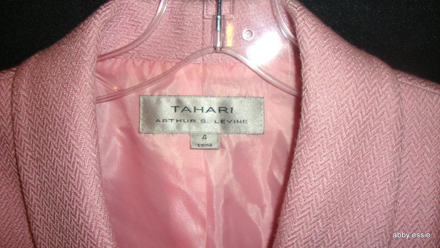 Tahari Arthur Levine Pink Wool 2pc Career 4 Small Abby Essie