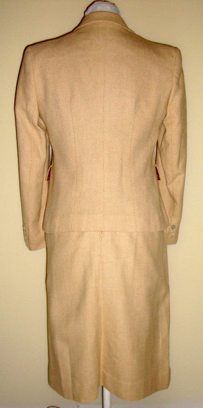 Vintage Evan Picone Cream Tan Wool Skirt Geometric Design Small Abby Essie