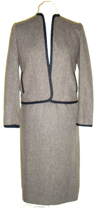 Vintage Evan Picone Saks 5th Avenue Gray Wool Skirt Suit