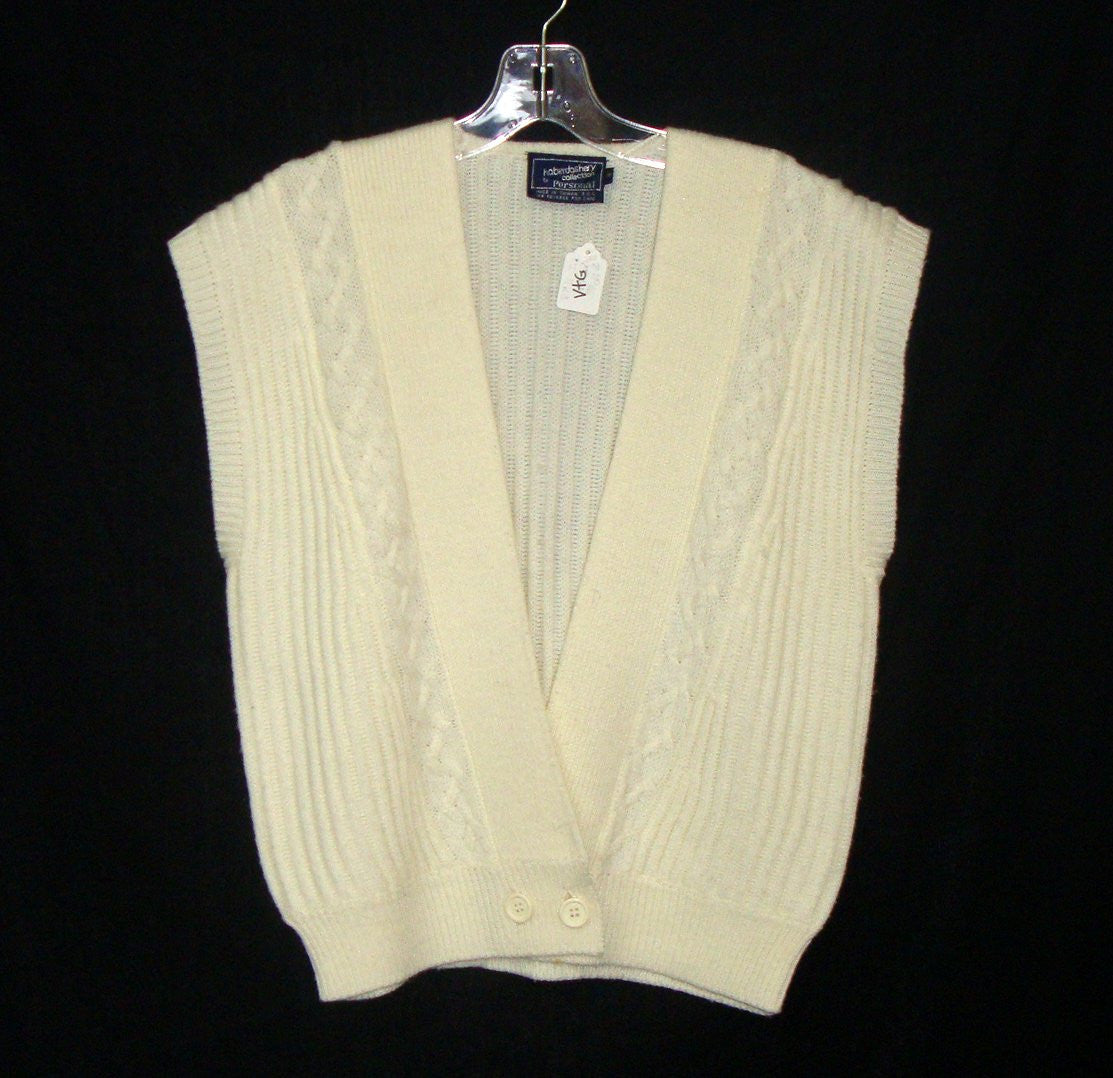 Vintage Haberdashery By Personal White Cream Sweater Vest Sz Medium Abby Essie