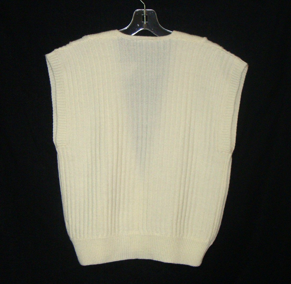 Vintage Haberdashery By Personal White Cream Sweater Vest Sz Medium
