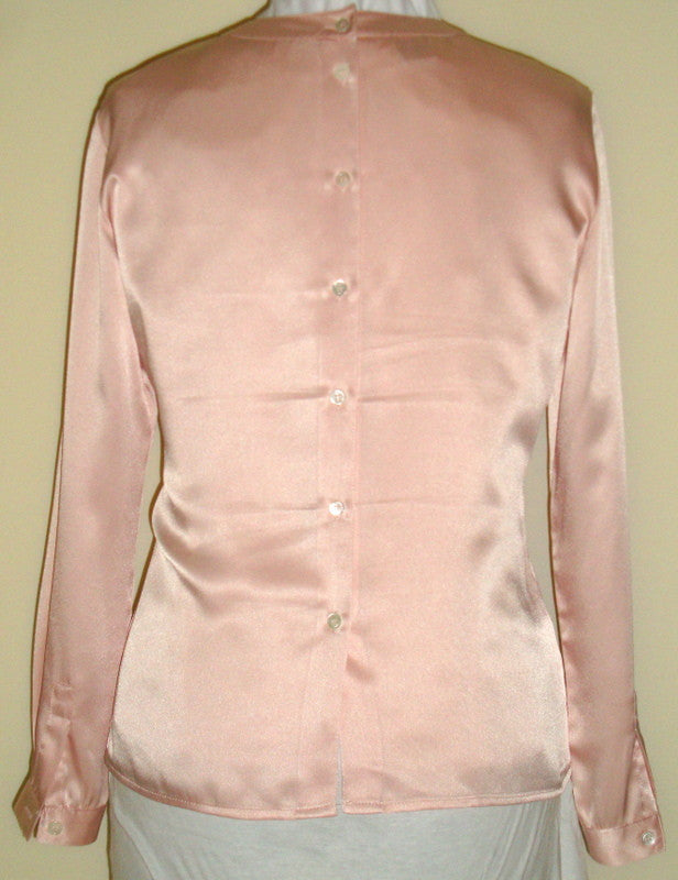 Vintage Liz Claiborne Collection Petites Pink Silky Pleated Career Blouse Top Abby Essie