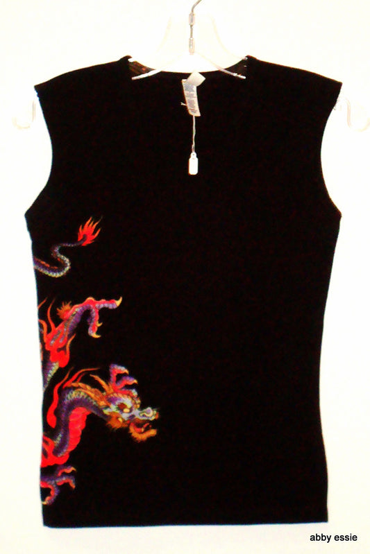 TUACA BELLA BODY ART BALL BLACK PAINTED DRAGON MOTO BIKER TEE SMALL LT-2676 Abby Essie