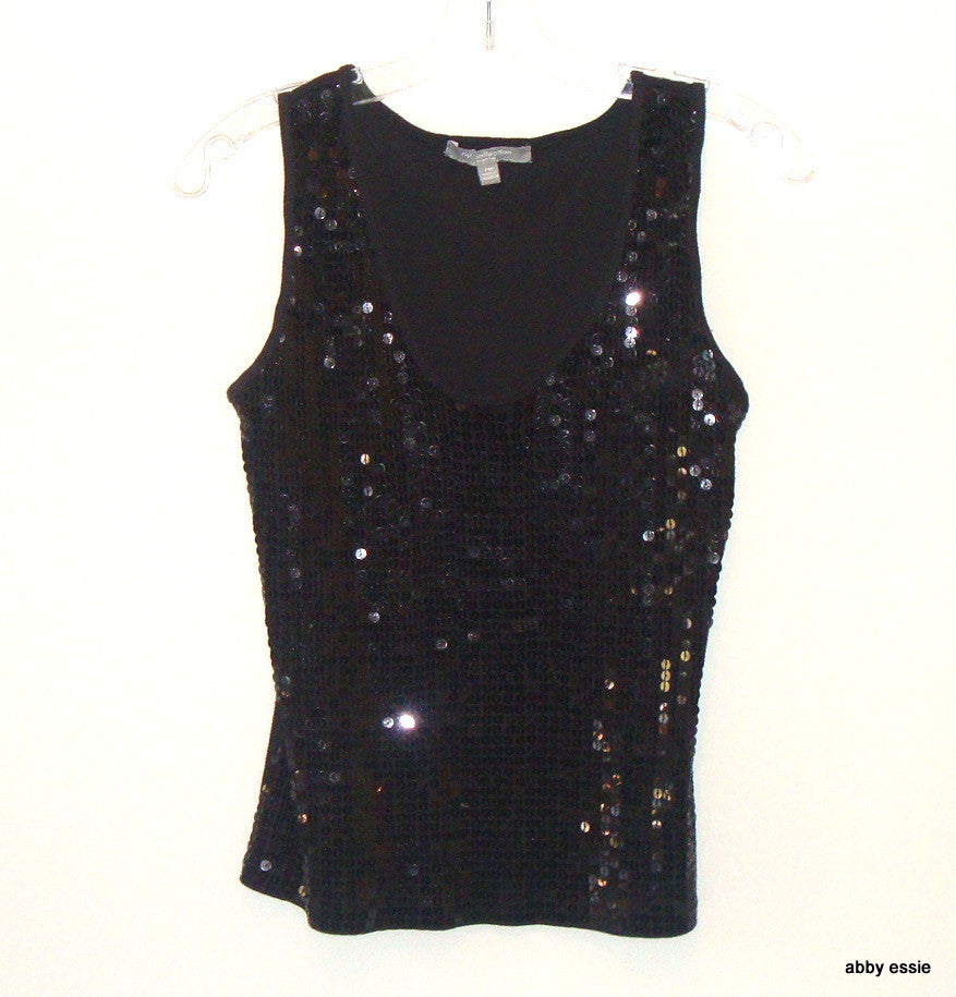 Ny Collection Petites Black Sequin Tank Top