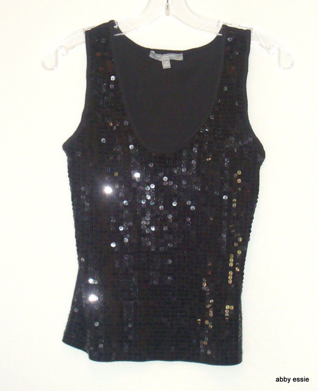Ny Collection Petites Black Sequin Tank Top