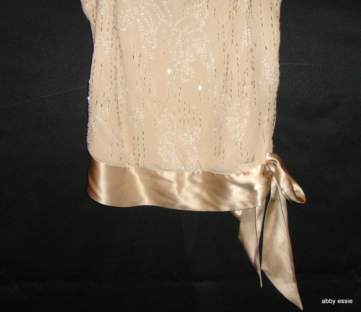 Beaded Cream White Silk Sheer Layered Tank Abby Essie