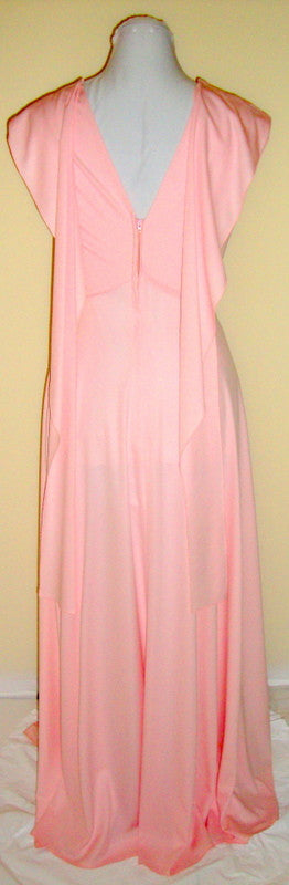 Vintage House Of Bianchi Pale Pink 70s Disco Dress Gown Small Abby Essie