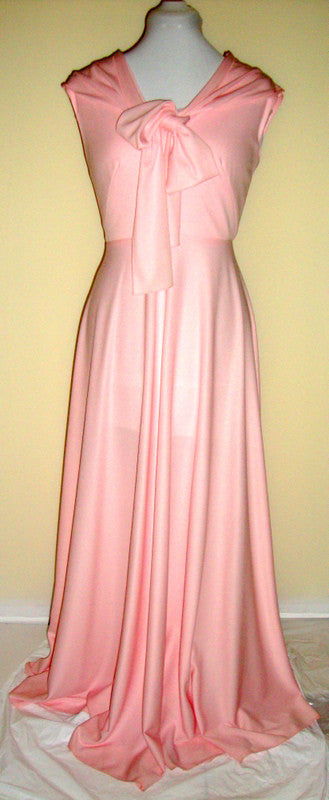 Vintage House Of Bianchi Pale Pink 70s Disco Dress Gown Small Abby Essie