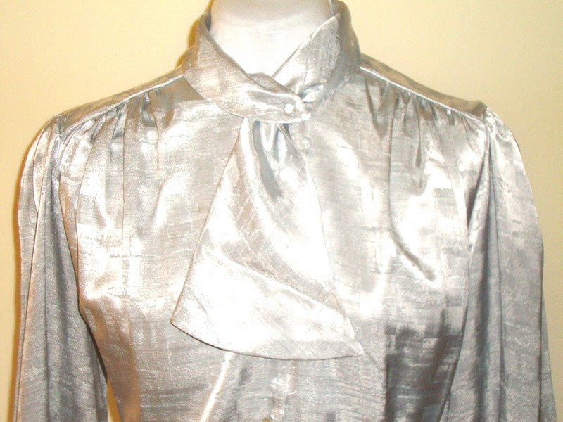 Vintage Gailord Silver Puff Sleeve Blouse