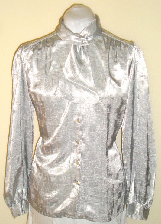 Vintage Gailord Silver Puff Sleeve Blouse