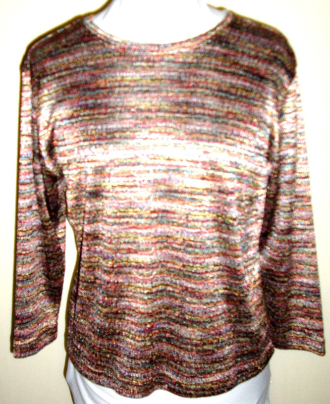 Vintage Multi-Color Iridescent Knit Top, Long-Sleeve