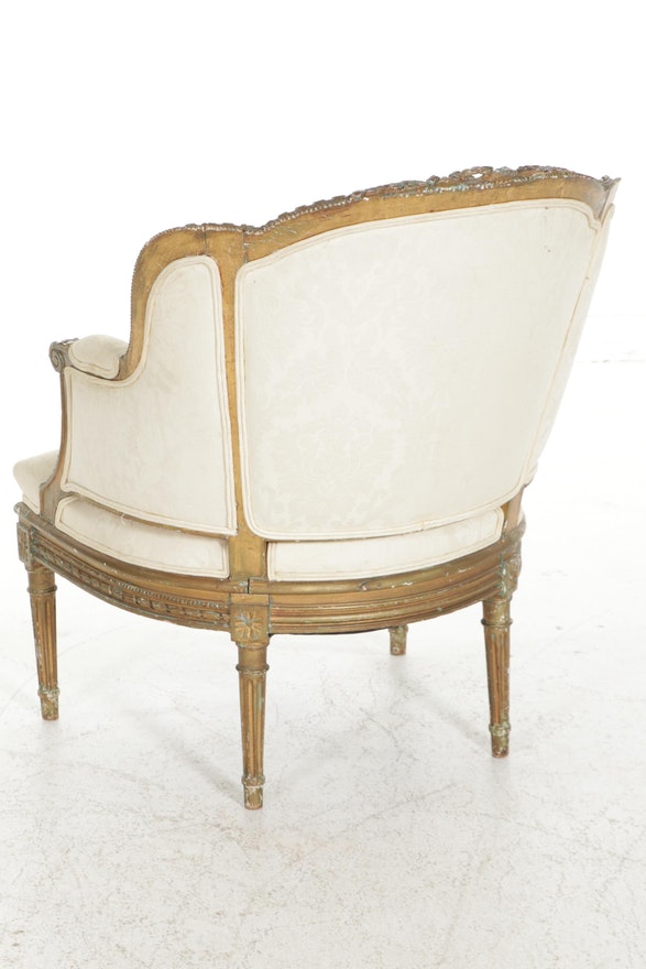 [SOLD] French Louis Antique Gilt Gold Fauteuil Bergere Chair