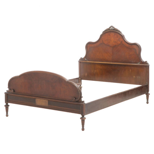 [SOLD] French Louis XVI Rococo Carved Walnut Full Bed