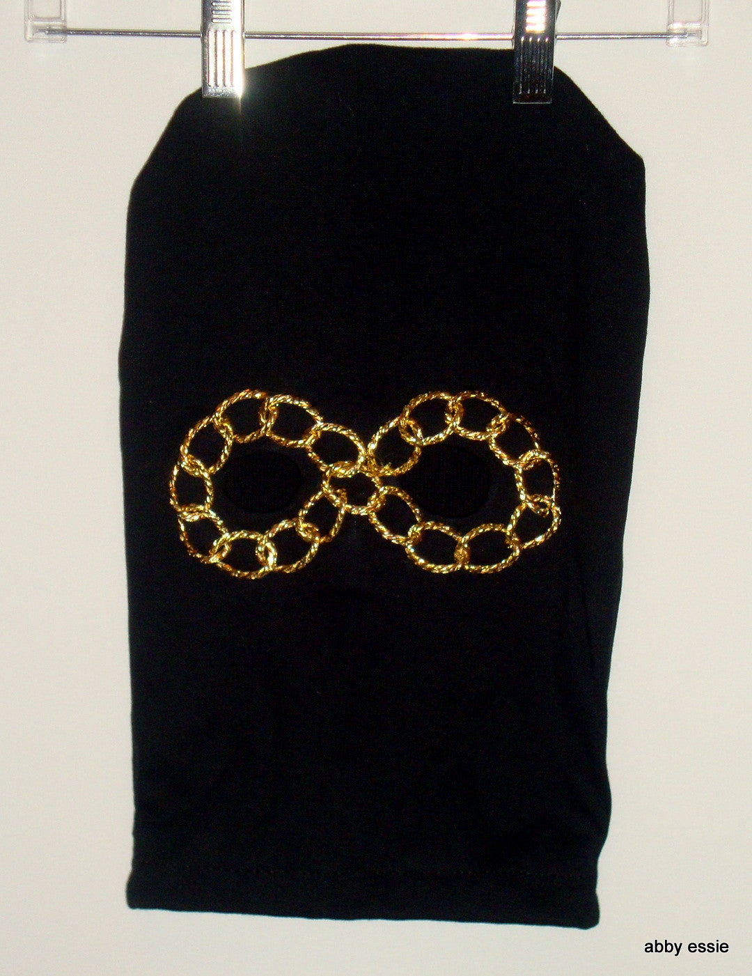 NEW Designer Handmade HIP HOP ROCK STAR METAL BAND BLACK KNIT GOLD CHAIN EYE SKI MASK COSTUME HAND Abby Essie