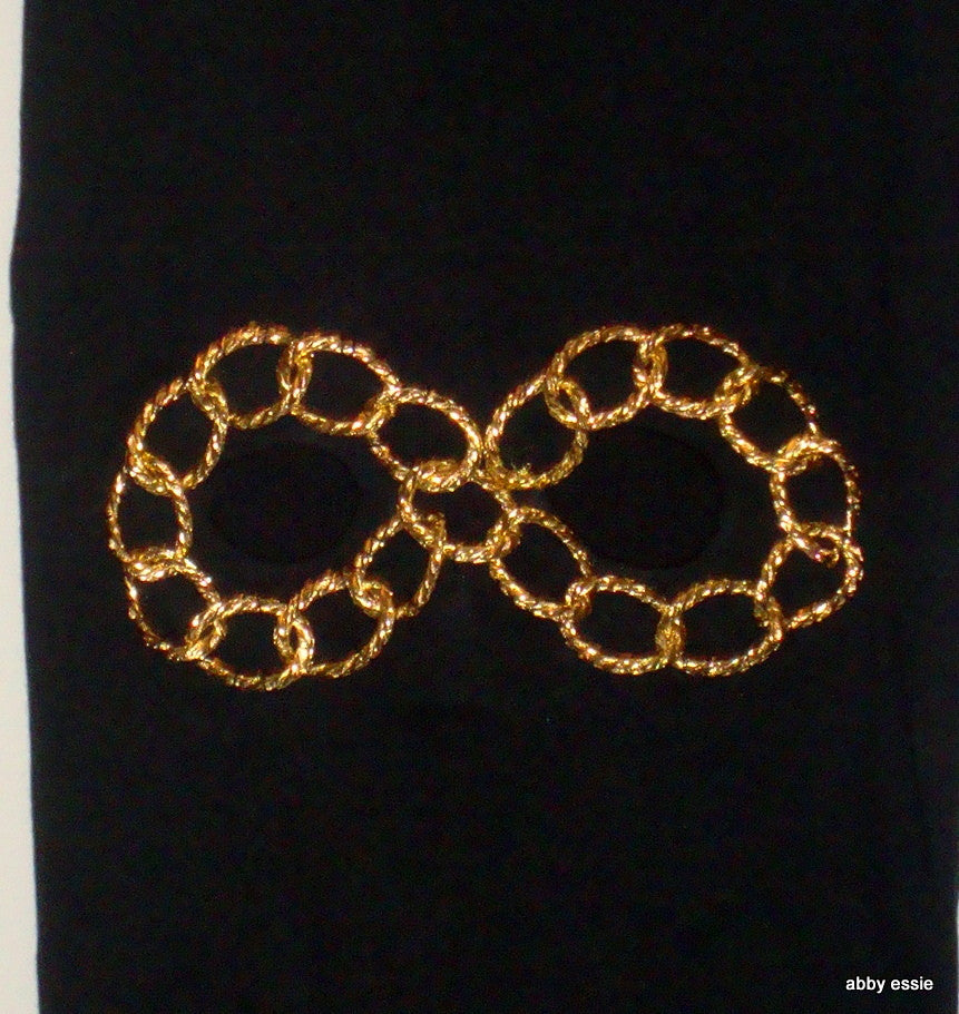 NEW Designer Handmade HIP HOP ROCK STAR METAL BAND BLACK KNIT GOLD CHAIN EYE SKI MASK COSTUME HAND Abby Essie