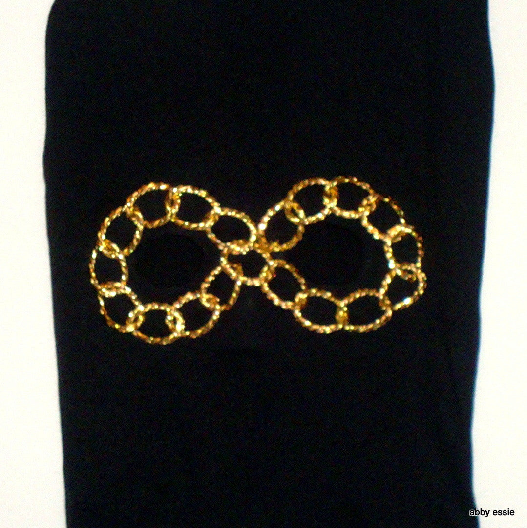 NEW Designer Handmade HIP HOP ROCK STAR METAL BAND BLACK KNIT GOLD CHAIN EYE SKI MASK COSTUME HAND Abby Essie