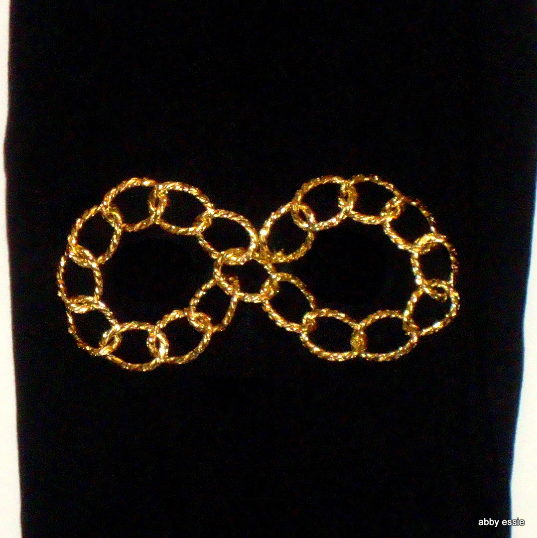 NEW Designer Handmade HIP HOP ROCK STAR METAL BAND BLACK KNIT GOLD CHAIN EYE SKI MASK COSTUME HAND Abby Essie