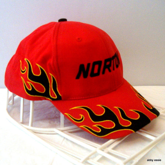 NORTON RED FIRE FLAME RACING BASEBALL CAP HAT