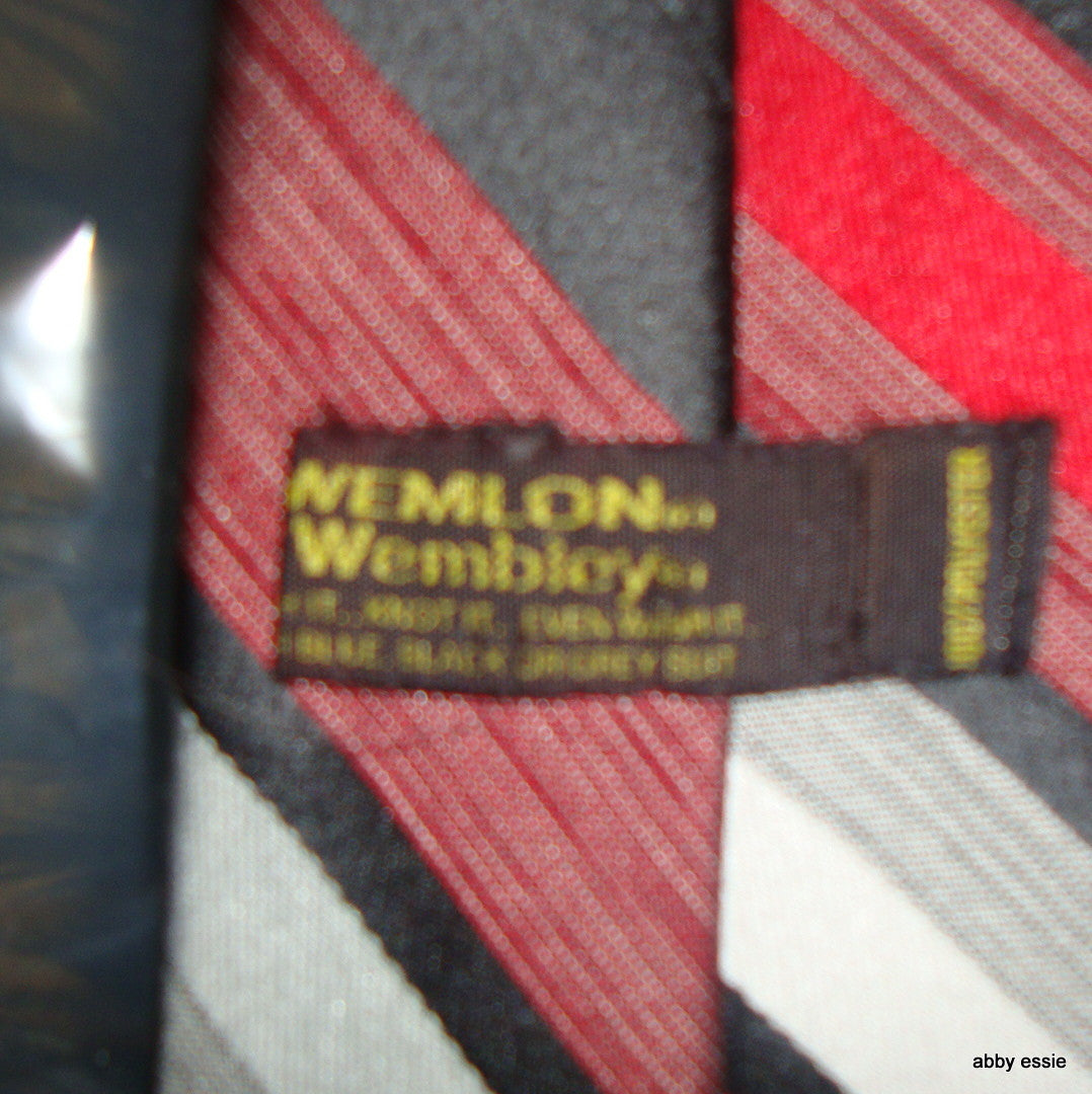 VTG WEMLON WEMBLEY BLACK GRAY W/ SILVER AND BURGUNDY STRIPES
