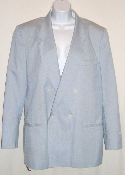 Vintage Woodmere Blue White Pinstriped Southern Seersucker Double Breast Blazer Abby Essie