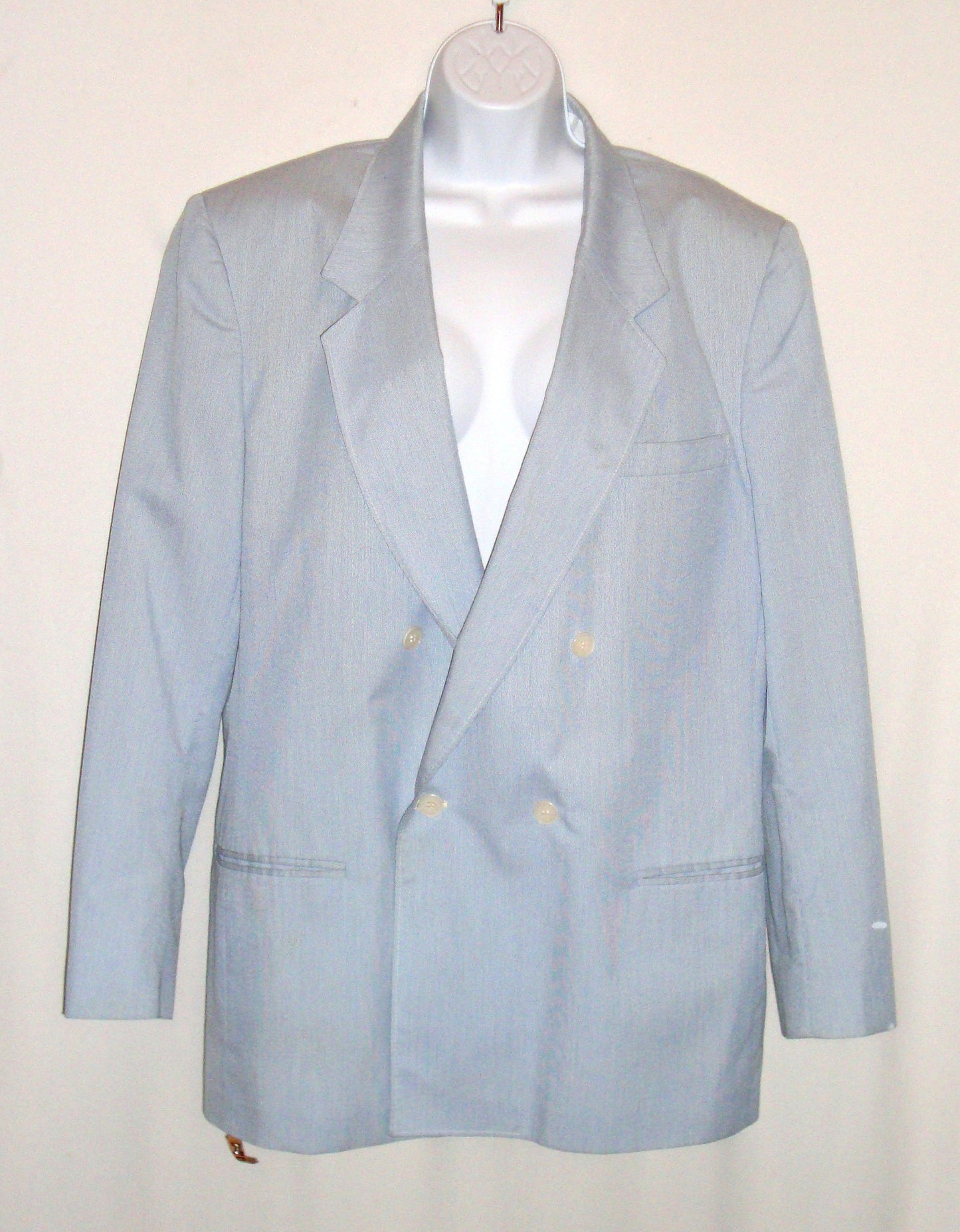 Vintage Woodmere Blue White Pinstriped Southern Seersucker Double Breast Blazer Abby Essie
