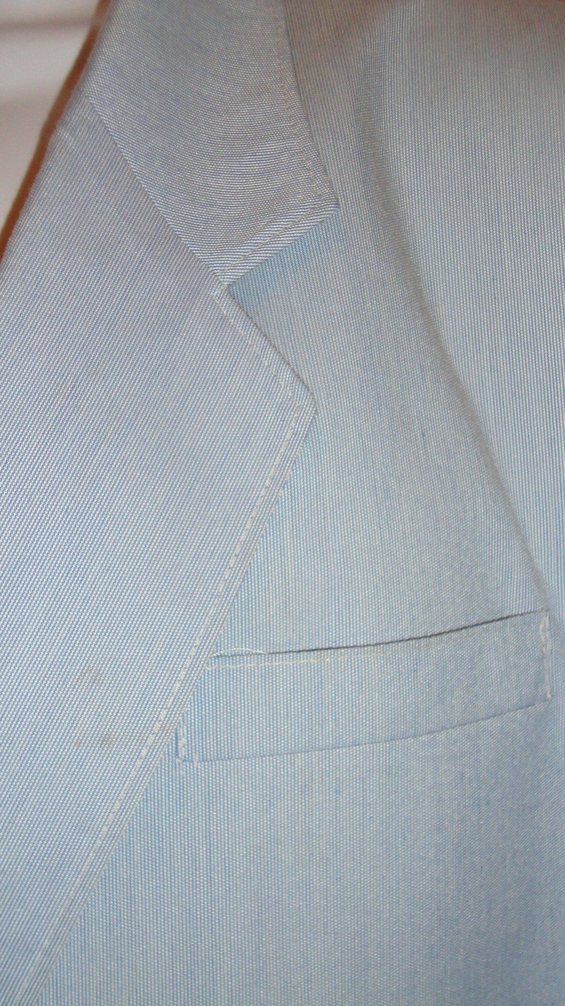Vintage Woodmere Blue White Pinstriped Southern Seersucker Double Breast Blazer Abby Essie