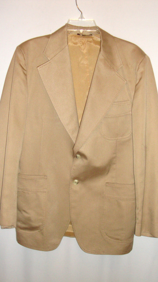 Vintage MacGregor Tan Brown Khaki Sateen Cotton Blazer LARGE Abby Essie