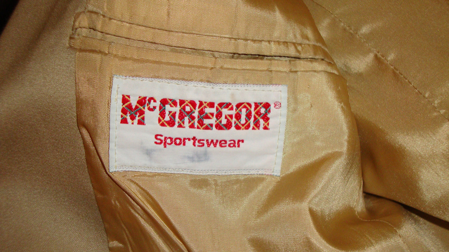 Vintage MacGregor Tan Brown Khaki Sateen Cotton Blazer LARGE Abby Essie
