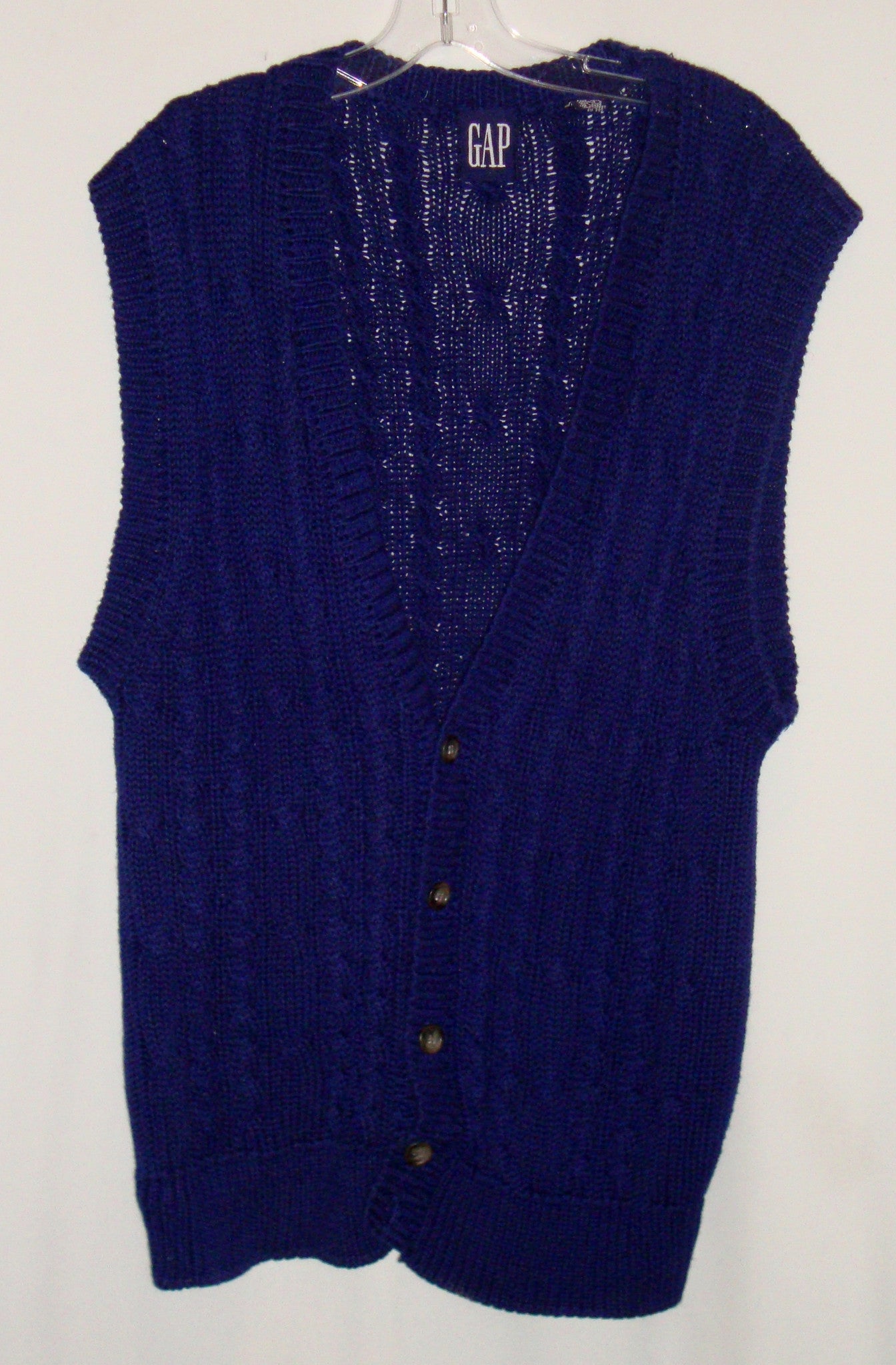 Vintage Gap Navy Blue Cable Knit Sweater Vest Large