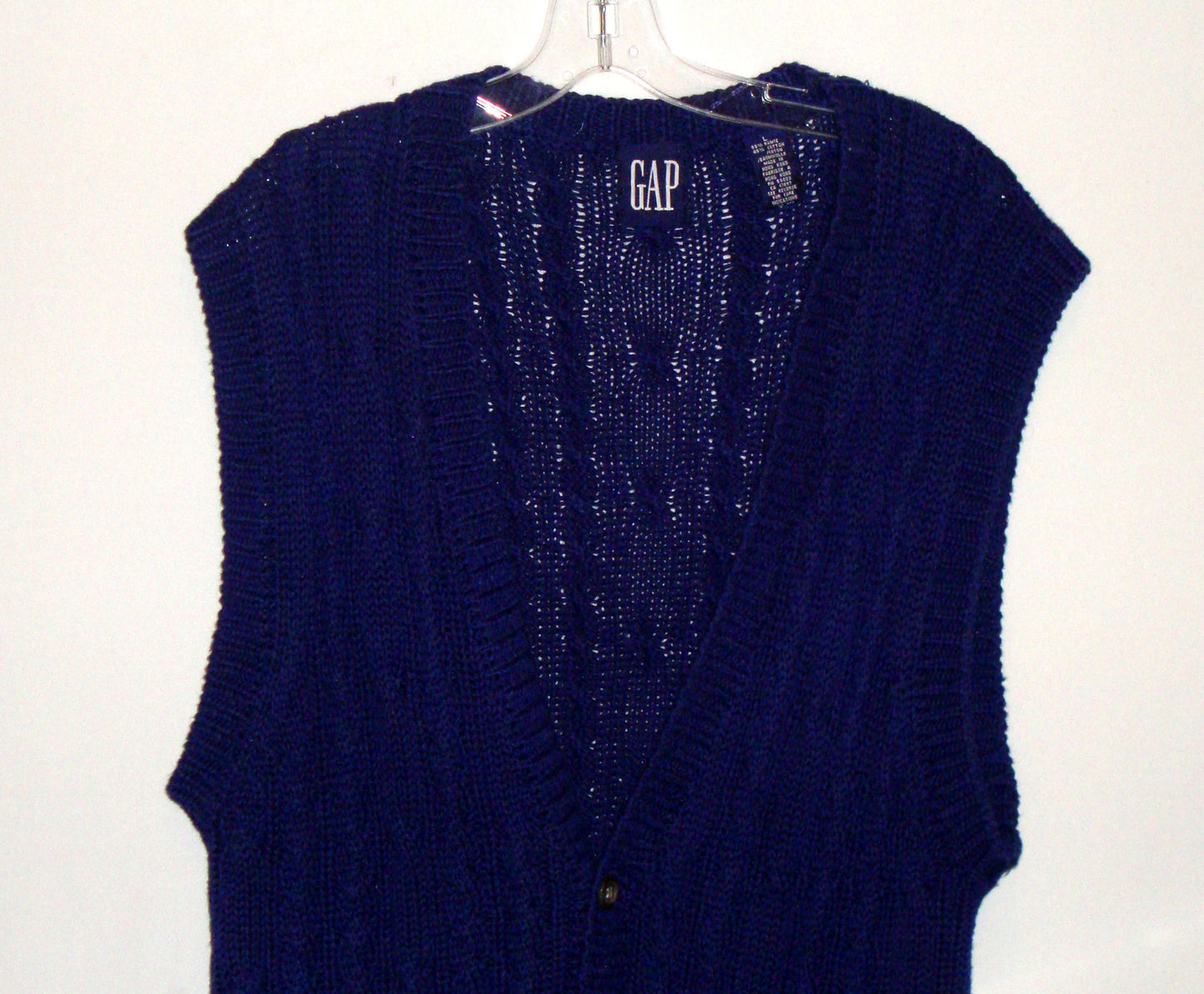 Vintage Gap Navy Blue Cable Knit Sweater Vest Large